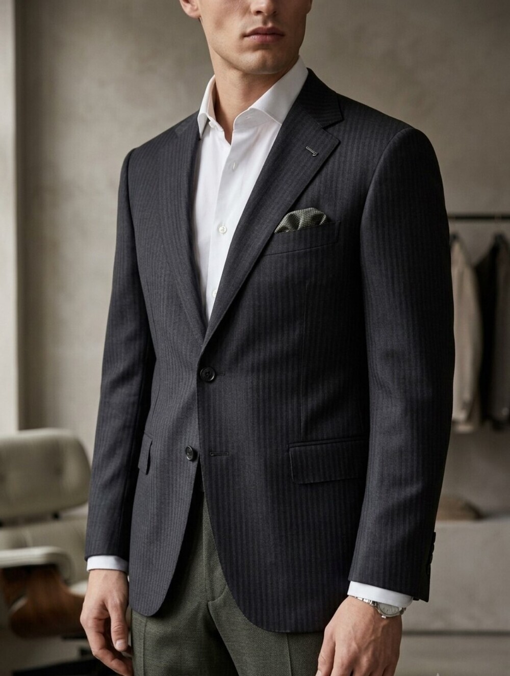 🇨🇦Samuelsohn/Harry Rosen Dark Grey Wool Blazer